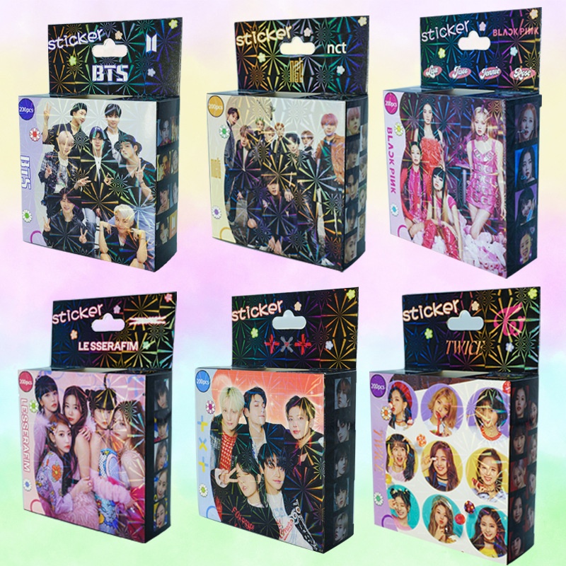 Hộp 200 Nhãn Dán Trang Trí In Chữ BT-S TWICE STRAY KIDS NCT EN-HYPEN TXT