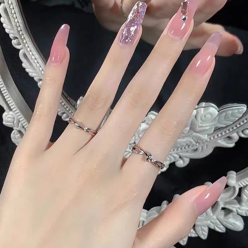 Set 2 Nhẫn Bạc Cổ Điển Có Thể Điều Chỉnh Kích Thước Dành Cho Cặp Đôi