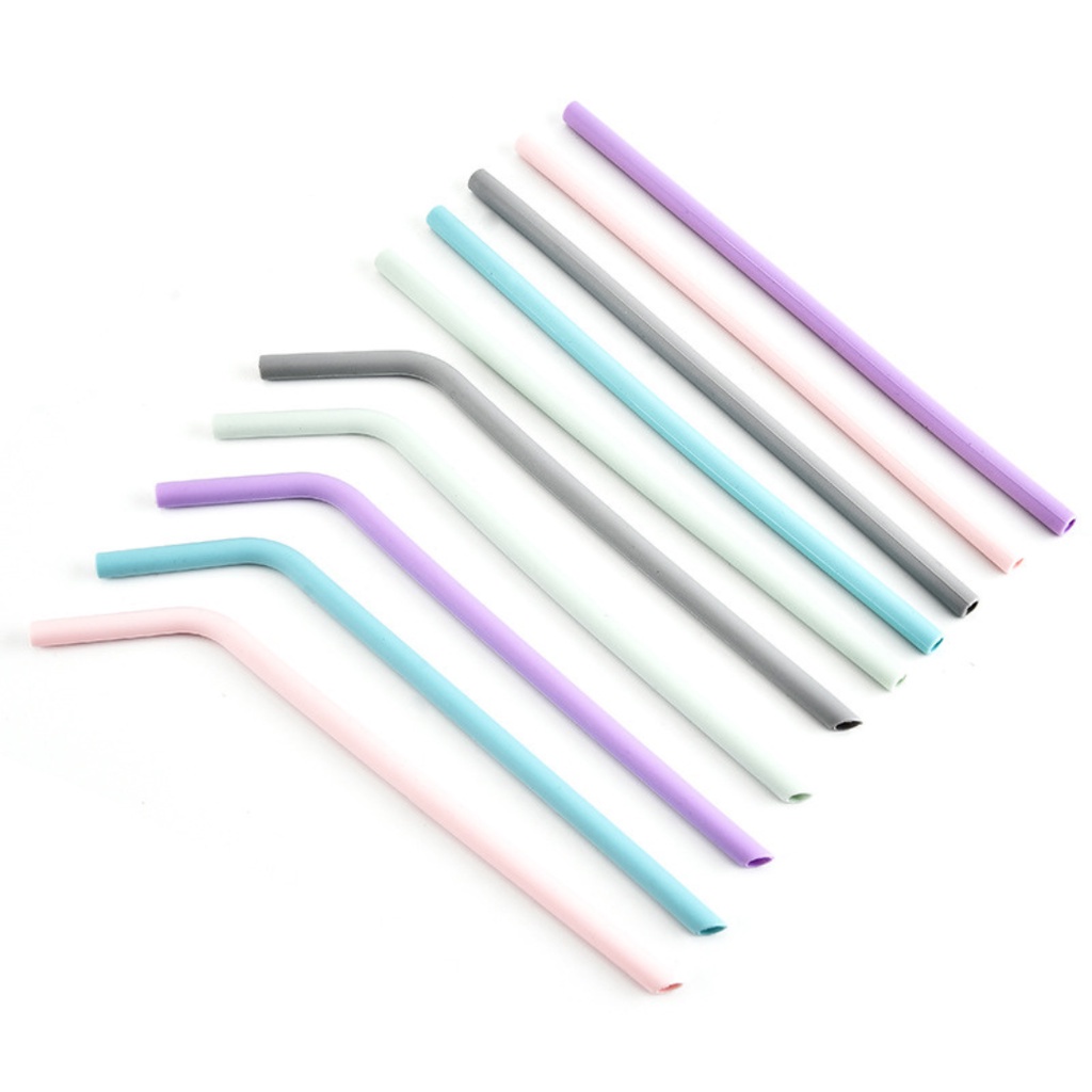 Ống hút Silicone nhiều màu sắc pastel xinh xắn có thể tái sử dụng tiện dụng thân thiện môi trường