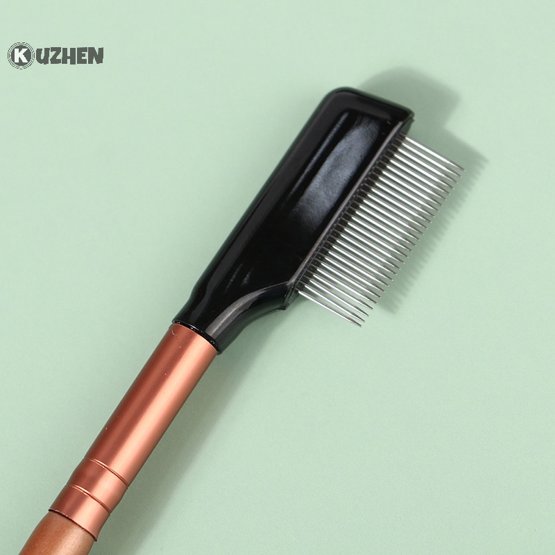 Kuzhen Cọ Hai Đầu Bằng Kim Loại Trang Điểm Lông Mi Lông Mày