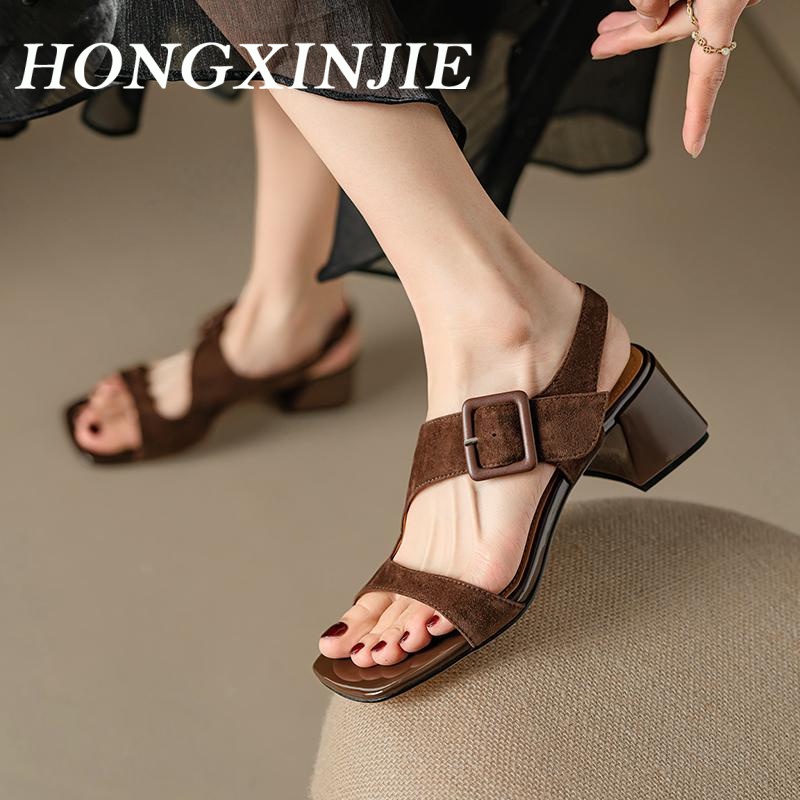 HONGXINGJIE Sandal nữ quai hậu phong cách cổ điển thời trang cao cấp 2023 072119
