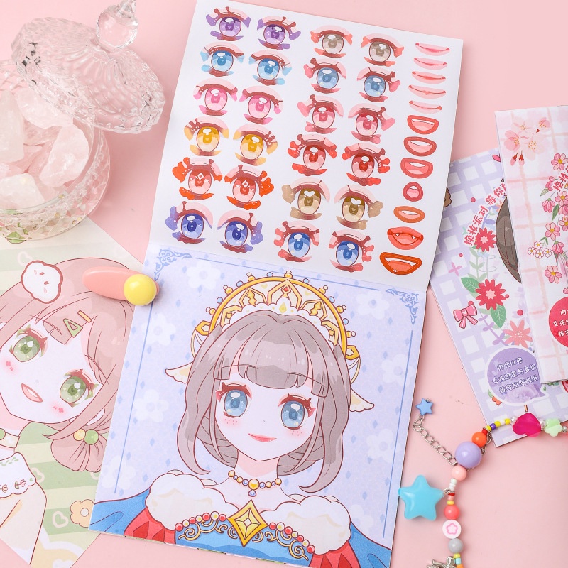 Set 4 Sách Dán Hình Công Chúa Trang Điểm DIY Giáo Dục Cho Bé 3-6 Tuổi