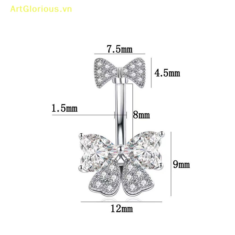 Khuyên Rốn Hình Nơ Đính Đá zircon Thời Trang Cho Nữ vn
