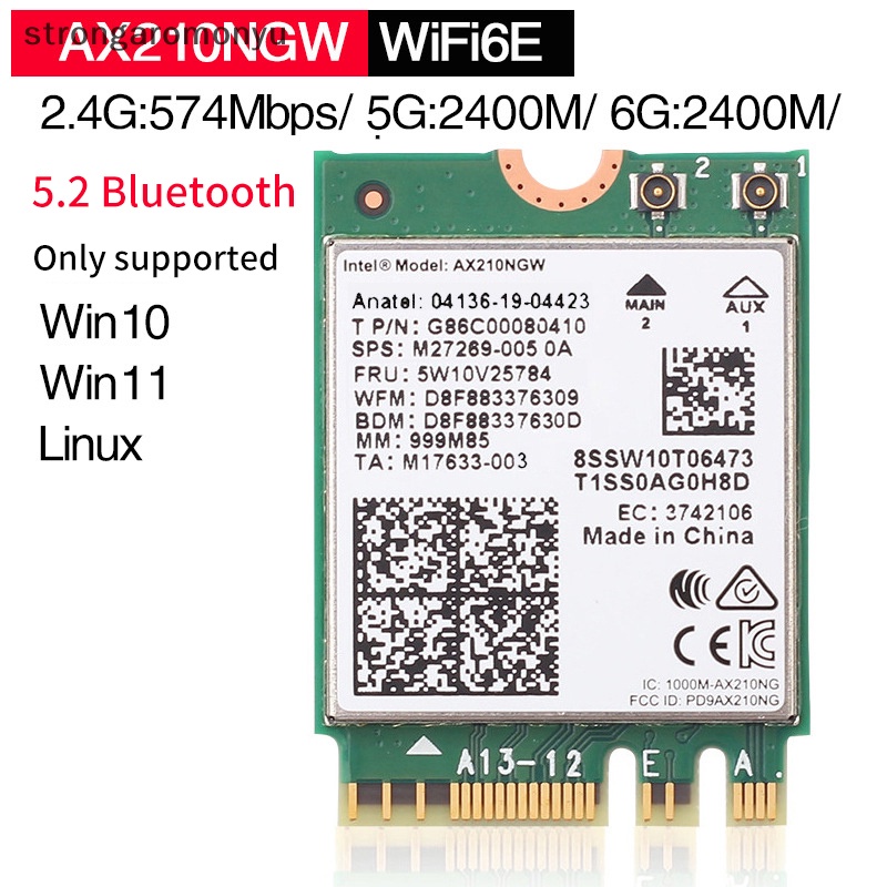 Thẻ Chuyển Đổi WiFi 6E Intel AX210 Bluetooth 5.2 M.2 AX210NGW 2.4Ghz 5Ghz 6Ghz 5374Mbps 802.11A AX200 Chuyên Dụng Cho laptop PC | BigBuy360 - bigbuy360.vn