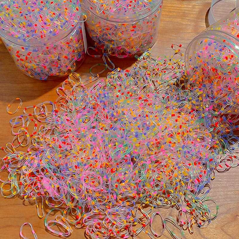 Hộp 500 / 1000 / 2500 Dây Thun Buộc Tóc Nhiều Màu Dễ Thương Cho Bé Gái