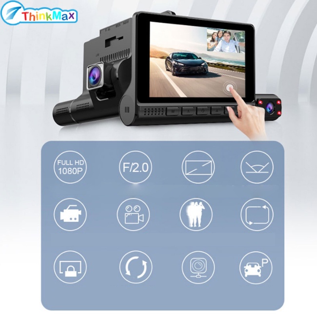Camera Hành Trình Màn Hình Cảm Ứng Hồng Ngoại 4 Inch Hd 1080p 3-lens Cho Xe Hơi