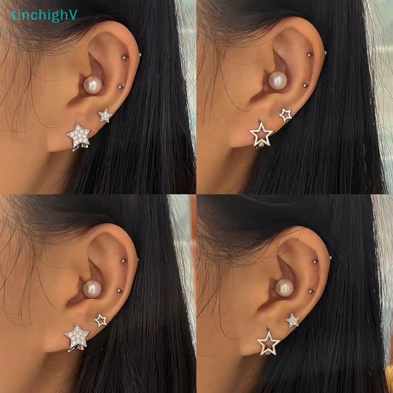 1 Đôi Bông Tai Hình Ngôi Sao Năm Cánh Đính Đá Lấp Lánh Thời Trang Cho Nữ