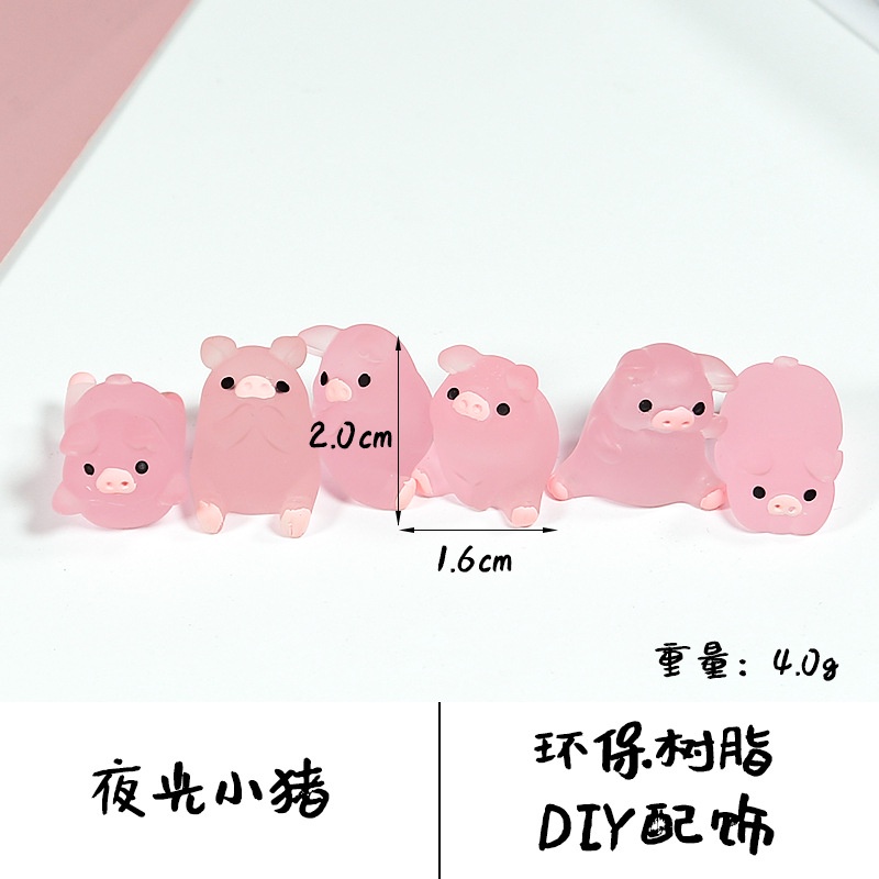 Mô Hình Chú Heo Mini Bằng Nhựa Phát Quang Độc Đáo Trang Trí Tiểu Cảnh DIY