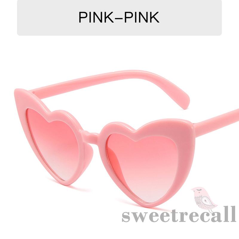 Swe-barbie màu hồng cổ điển mắt mèo mod phong cách tình yêu kính râm hình trái tim cho nữ