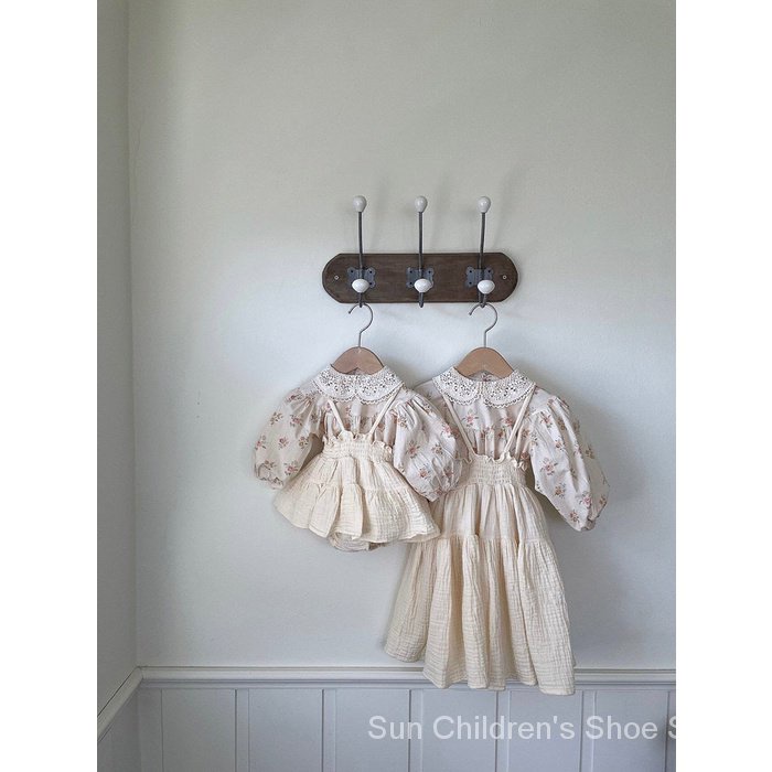 Girl's long-sleeved shirt with broken lace collar 8ruw