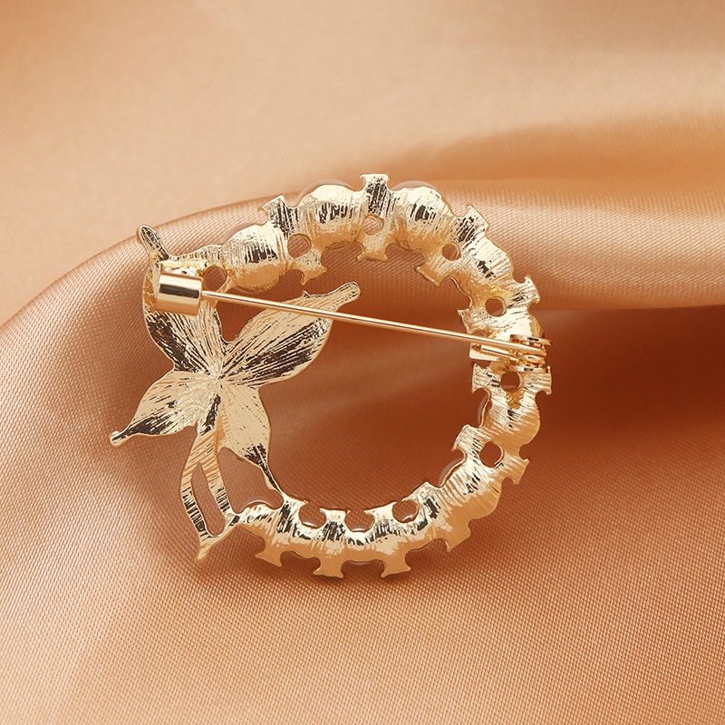 Ghim Cài Áo Hình Tròn Đính Đá Ngọc Trai / Bướm Phong Cách baroque Thanh Lịch Cố Định Cho Nữ
