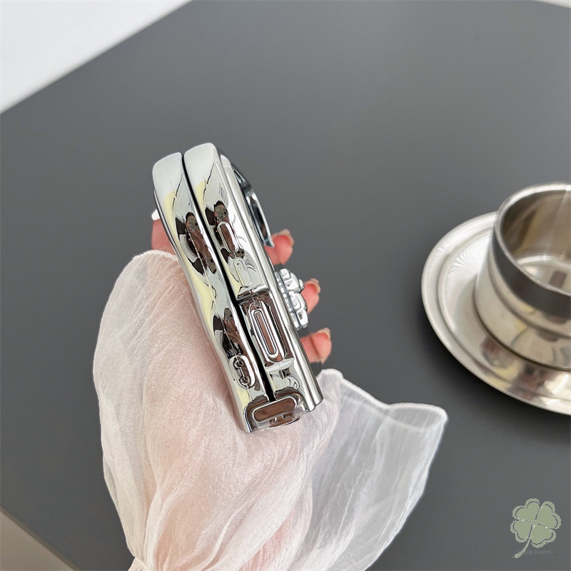 Ốp Điện Thoại Silicone Mềm Mạ Điện Hình Gấu 3D Cho Samsung Galaxy Z Flip 5 Flip 4 Flip 3 Samsung Z Flip 4 5 3