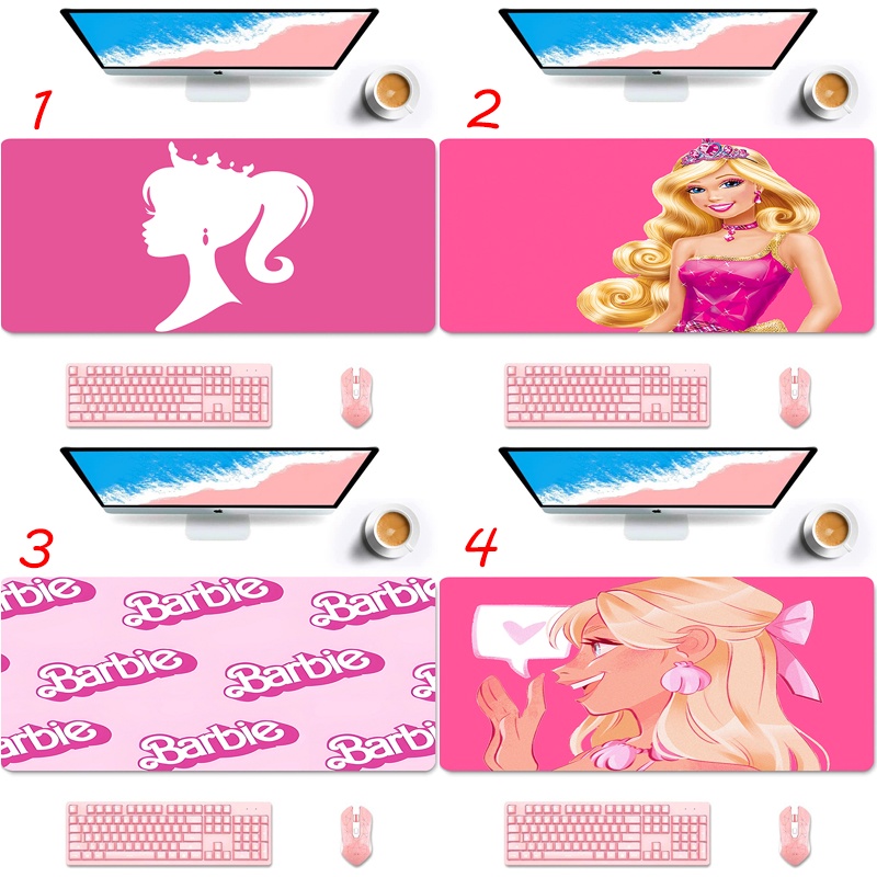 DISNEY Tấm Lót Chuột Và Bàn Phím Chống Trượt Hình Búp Bê Barbie Màu Hồng Dễ Thương
