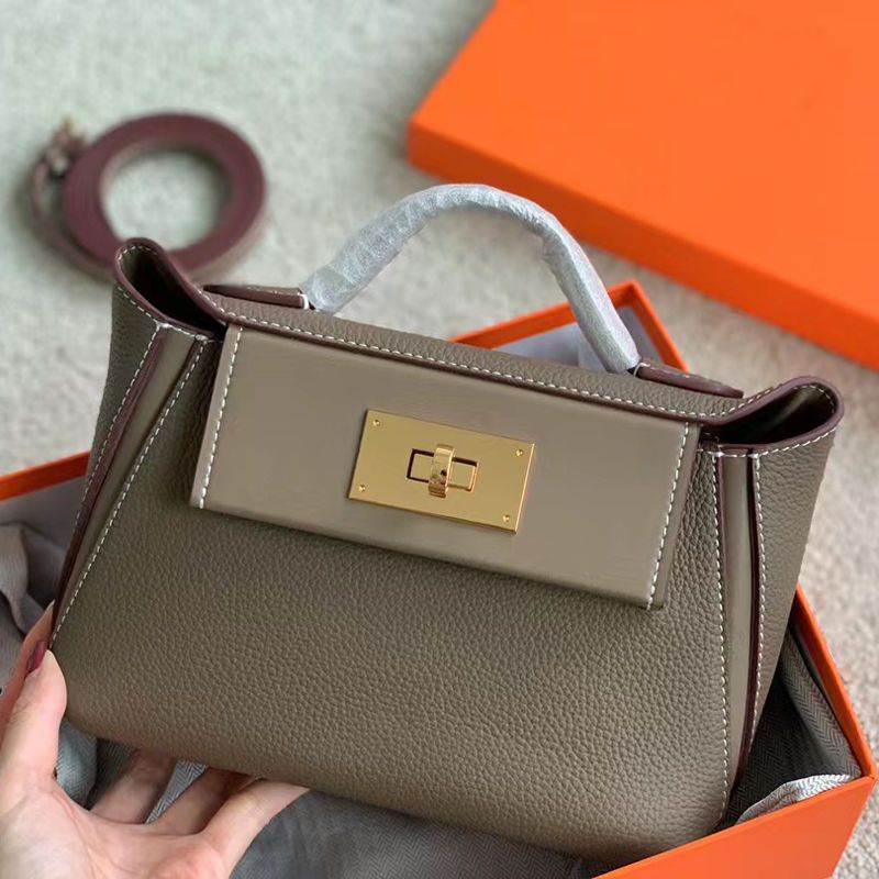 Túi Đeo Chéo Da Bò Thật 2424 weima mini Có Khóa Hai Dây Đeo Một Bên Vai kelly Cho Nữ