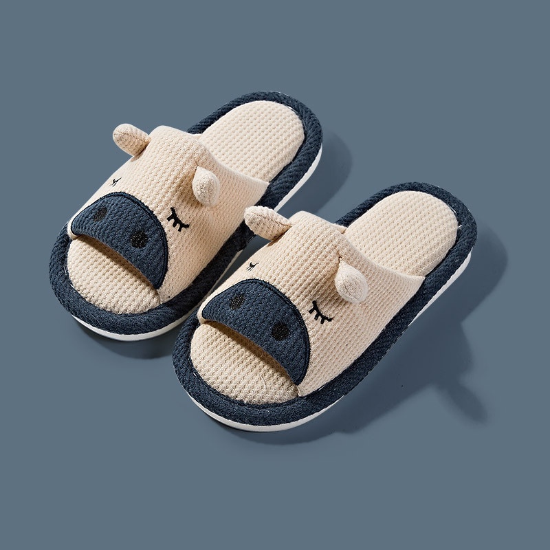 Dép Vải Lanh Đi Trong Nhà Đế Mềm Hình Thỏ Cho Bé