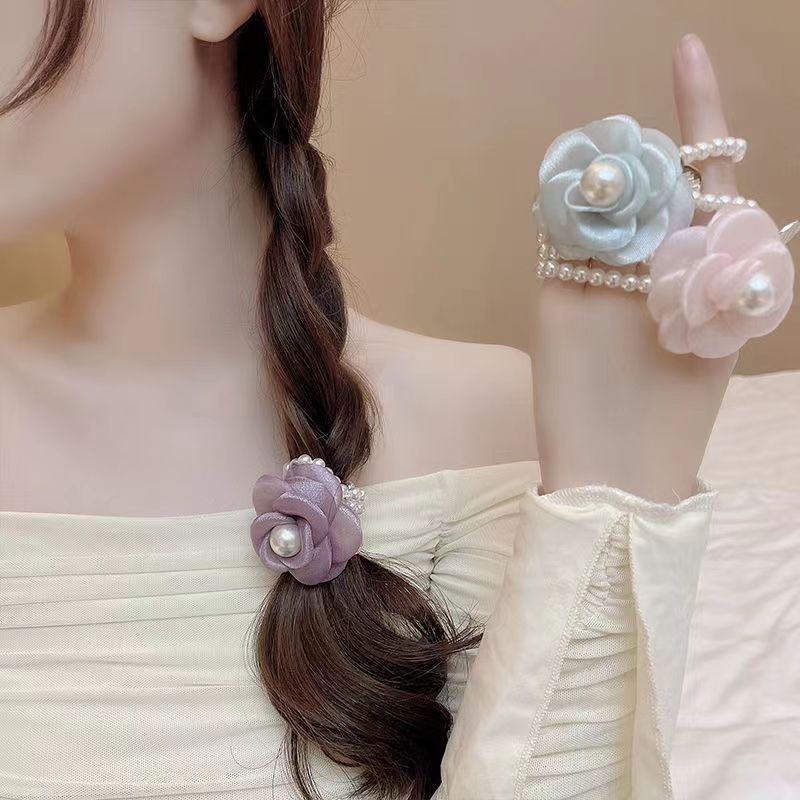 Dây Cột Tóc Cao Su Co Giãn Đính Ruy Băng Thời Trang Hàn Quốc Cho Nữ