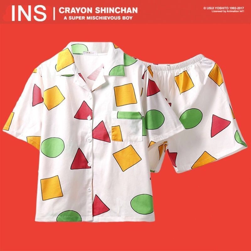 Bộ Đồ Ngủ Tay Dài In Hình Cậu Bé Bút Chì Shin-Chan Dễ Thương Phong Cách Nhật Hàn Thời Trang Xuân Thu Cho Nữ