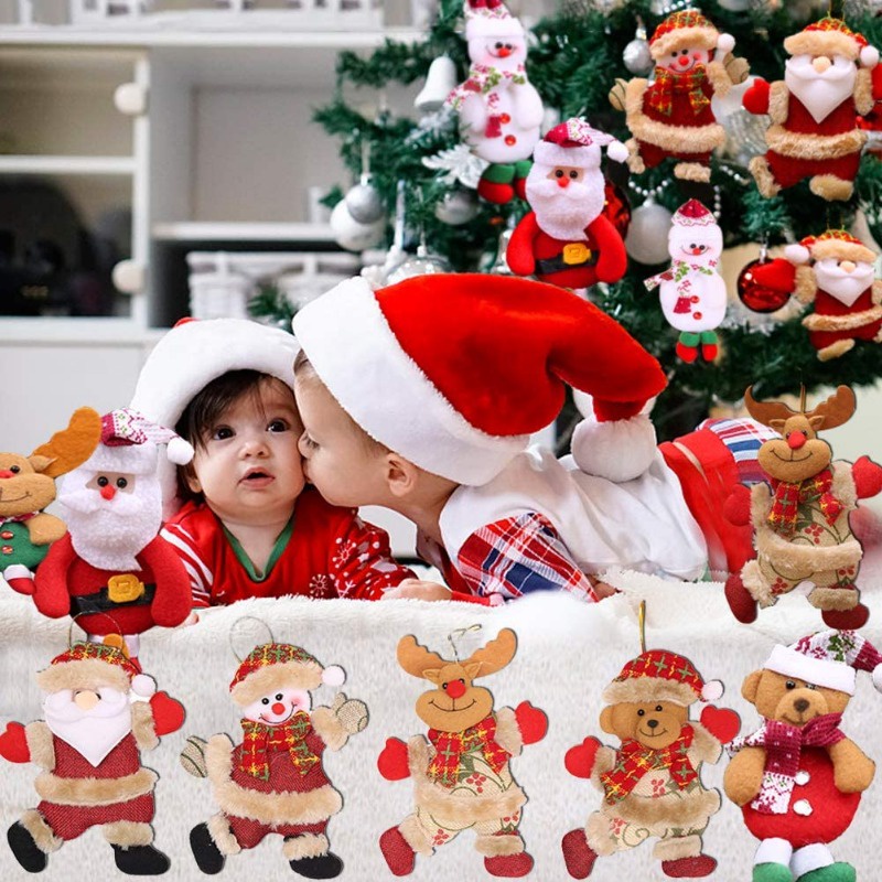 Cây thông noel santa claus snowman mặt dây chuyền búp bê / diy reindeer bear design doll xmas đồ trang trí để trang trí tiệc