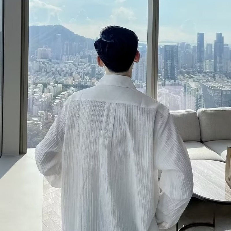 Áo Sơ Mi Nam Dài Tay Dáng Rộng Phong Cách Retro Sang Trọng