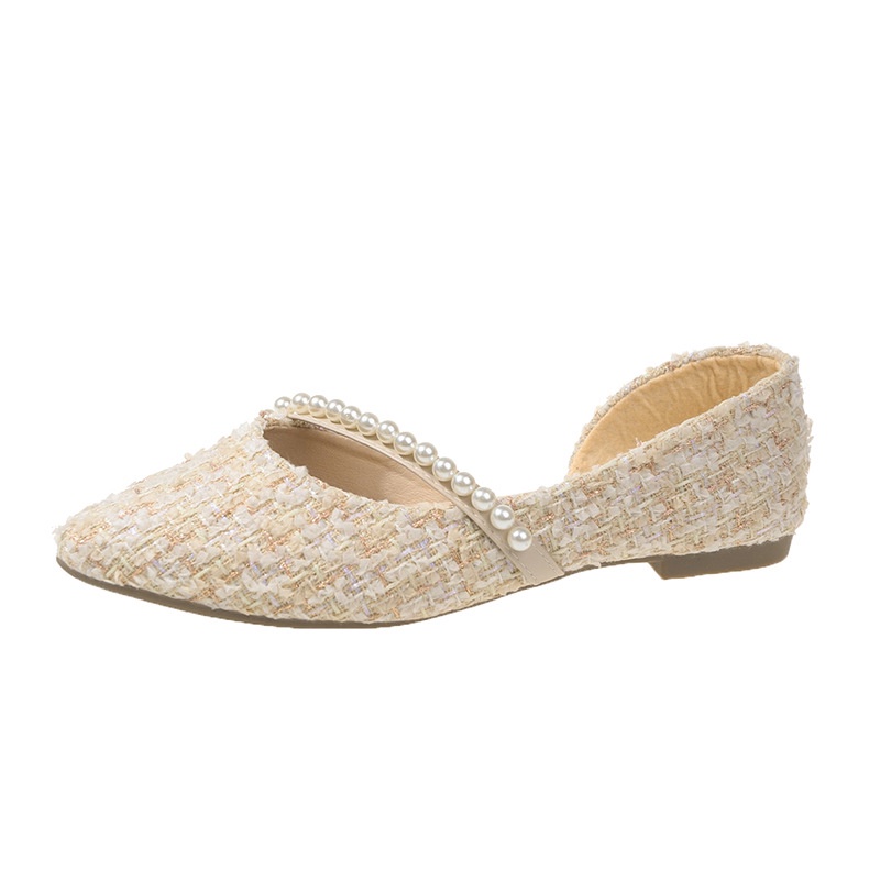 ZTAIXIELUA Giày Búp Bê Mũi Nhọn Đính Hạt Thời Trang Cho Nữ