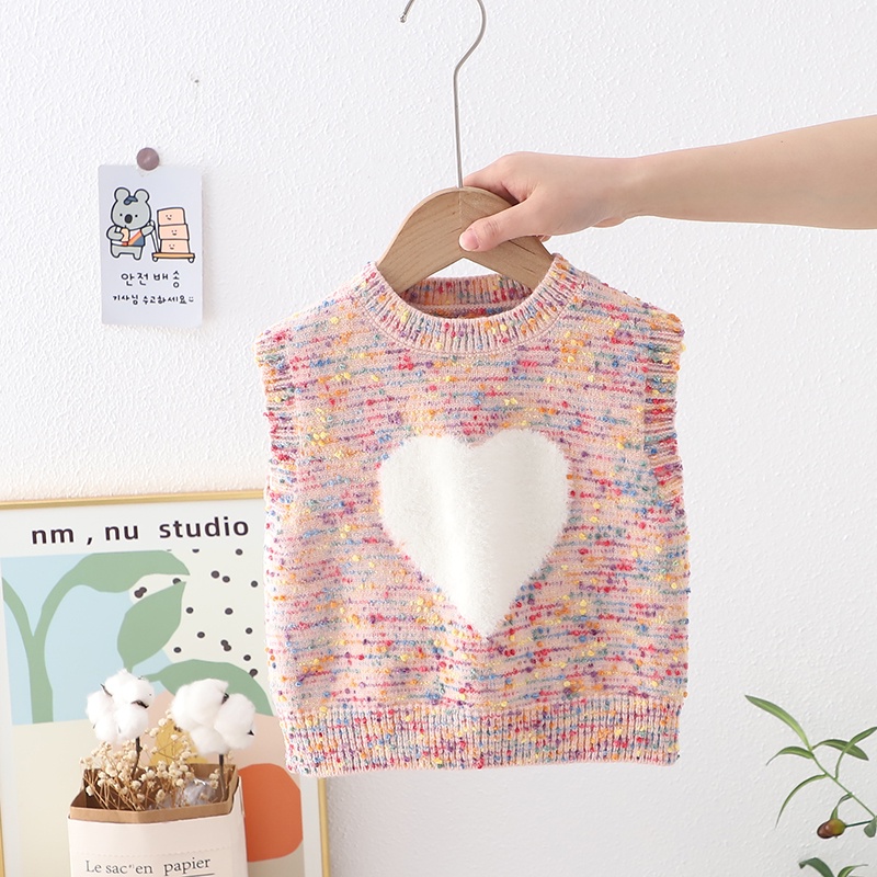 Áo Sweater Dệt Kim Không Tay Thời Trang Xuân Thu Dành Cho Bé Gái