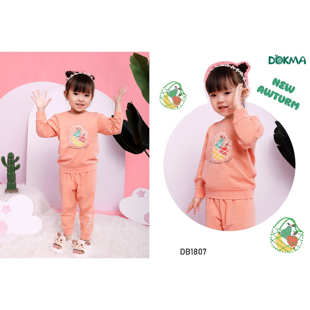 Bộ Dài Tay Cotton DOKMA Hình In Đáng Yêu Cho Bé Mã DB1807