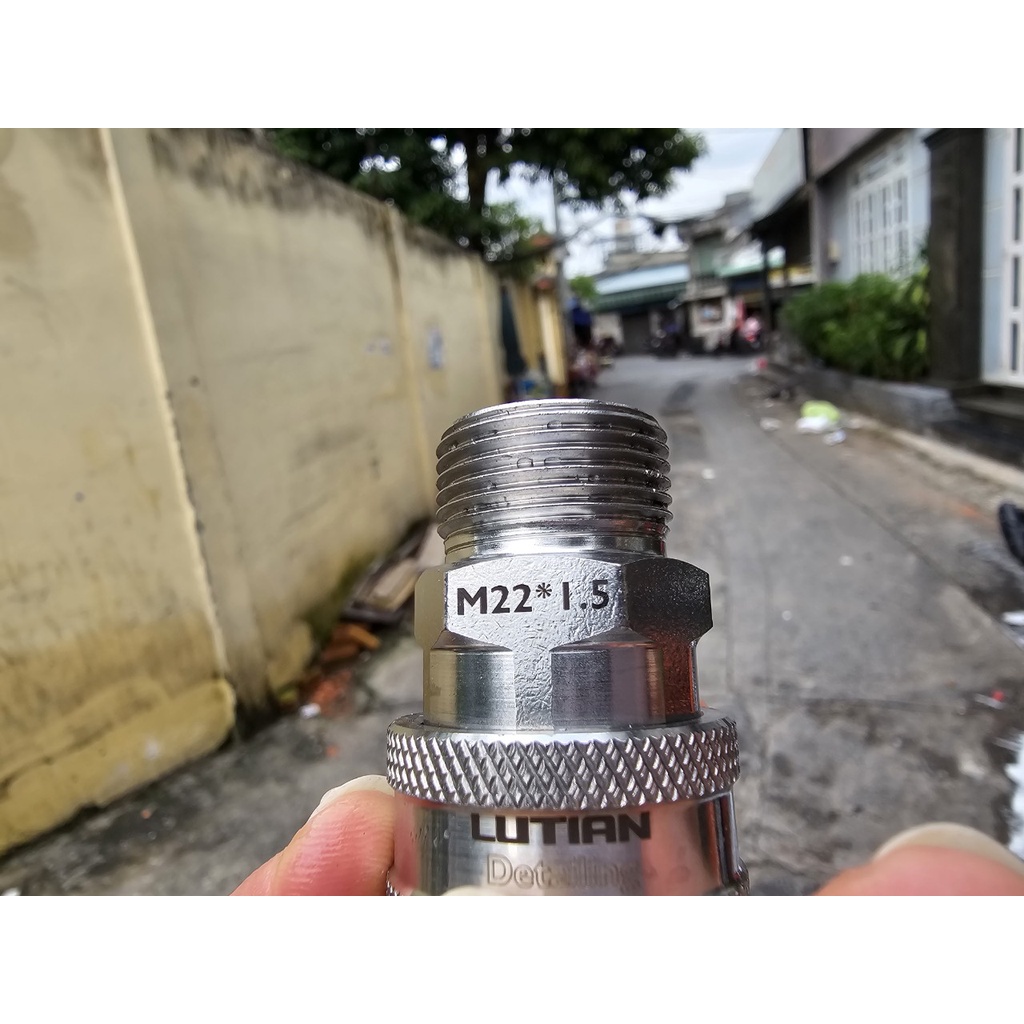 Khớp Cái Nối Nhanh 3/8 Lổ Trong 14 Ren Ngoài 22mm Inox Lutian Chính Hãng Cho Dây Nối Máy Rửa Xe Cao Áp