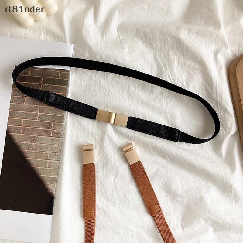 Rt dây thắt lưng da cho phụ nữ váy áo sơ mi phụ kiện trang trí thắt lưng con dấu thắt lưng đàn hồi khóa vàng thời trang all-match thắt lưng mỏng n