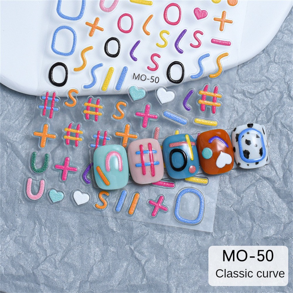 1 cái keo dán ba chiều dễ thương dán móng tay nổi đầy màu sắc graffiti dòng thỏ hoa đề can móng tay dopamine trang trí mùa hè