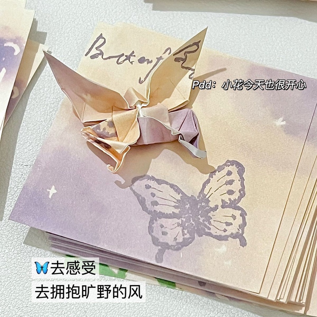Set 200 bướm tình yêu origami tranh sơn dầu tay ghi chú giấy màu hình vuông origami dành cho trẻ em có hoa văn