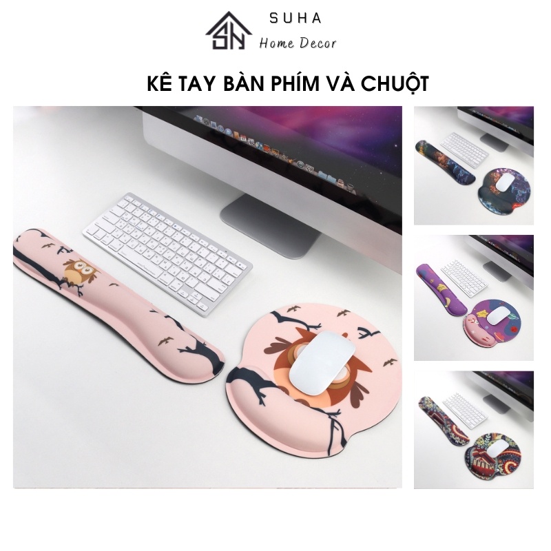 Kê tay bàn phím lót chuột có đệm tay công thái học chống mỏi mềm mại đàn hồi dùng cho laptop và keyboard - Suha Decor