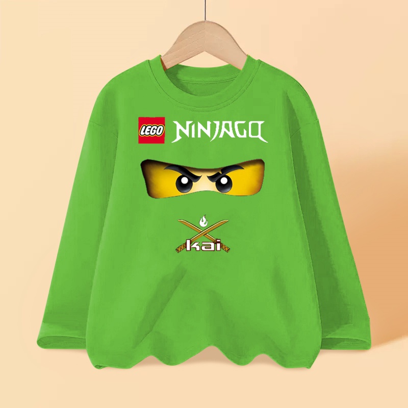 3-4-5-6 tuổi trẻ em áo sơ mi dài tay ninjago kai anime quần áo bé trai t-shirt