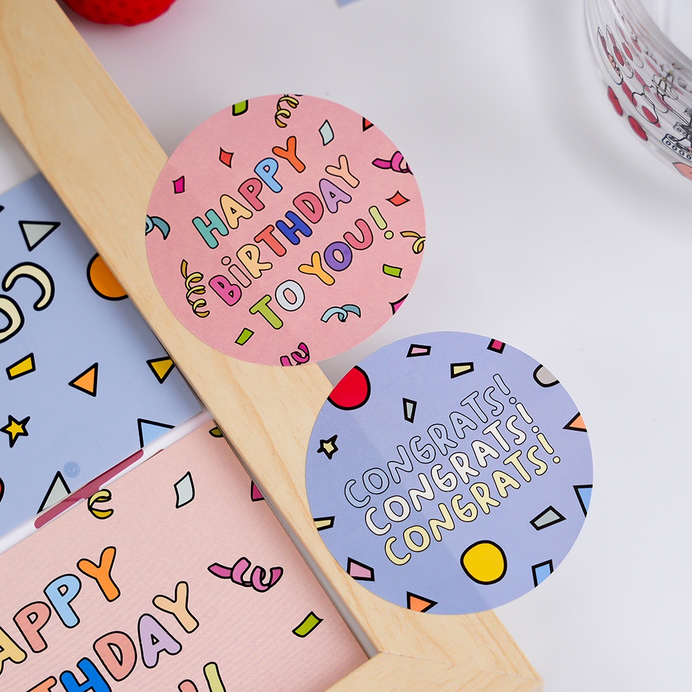 10 tờ / 60 cái happy birthday stickers party quà tặng phong bì trang trí niêm phong sticker diy scrapbooking cung cấp văn phòng phẩm