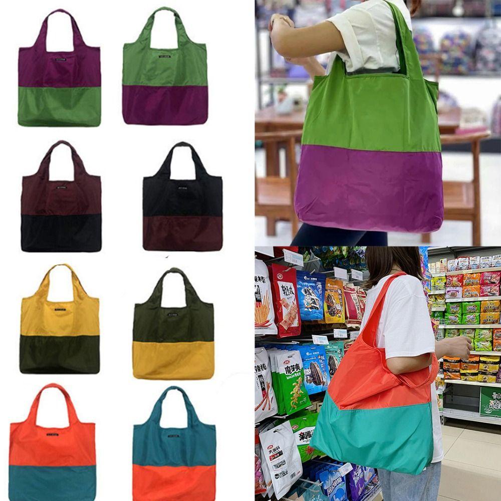 Túi tote UUMIR chống nước mảnh vá thân thiện với môi trường/ phối màu tương phản dùng khi du lịch/mua sắm/siêu thị/nhà ở