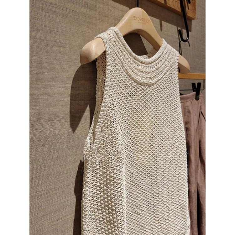 Áo Dệt Kim Không Tay Dáng Rộng Màu Trơn Thời Trang Mới Kim Không Tay Màu Trắng Thiết Kế Mới Thời Trang Mùa Hè Dành Cho Nữ