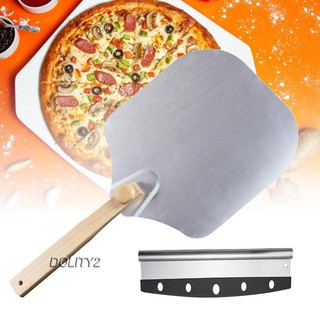 Pizza spatula với dao cắt tay cầm bằng gỗ pizza paddle cho nhà bếp condo bread