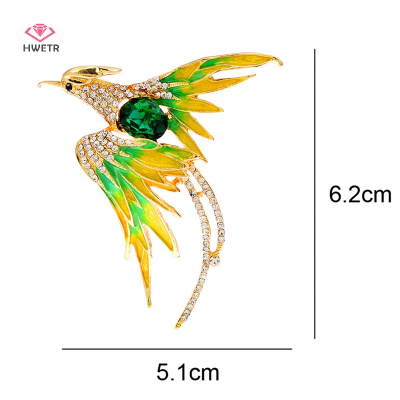 Ghim cài HWETR thiết kế chim phượng hoàng đính pha lê làm quà tặng thời trang cho nữ dự tiệc