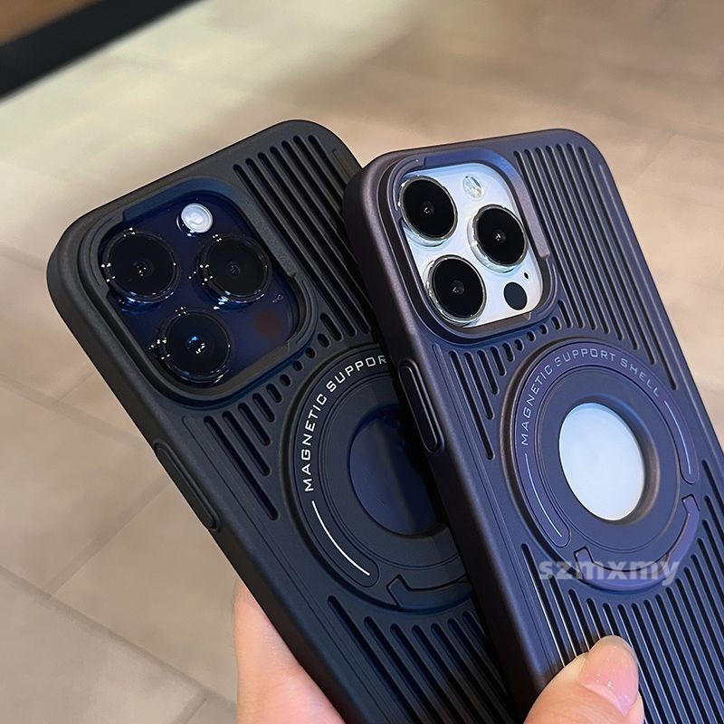 Tản nhiệt vòng từ tính tích hợp chân đế vỏ điện thoại iphone 15 13 12 pro max 15plus rỗng thoáng khí chống rơi bảo vệ vỏ cứng