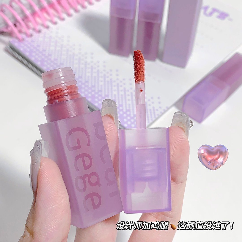 Son kem trang điểm Gege bear nhung lì mềm mịn dễ dàng sử dụng quyến rũ Velvet Lip Tint màu lì siêu mịn lâu trôi