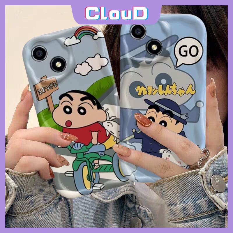 Đối với realme c25y c31 c3 c30 c1 c20 c35 c25 c12 c53 c11 c55 6i 9i c15 c21y c21 c33 5i 5s 7i 5 c25s c20a c2 3d gợn sóng cặp đôi cạnh cong phim hoạt hình hài hước bút chì màu shin-