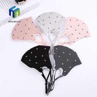 HEALMEYOU Khẩu trang vải dày thoáng khí chống bụi bảo vệ miệng họa tiết nơ dễ thương cho người lớn