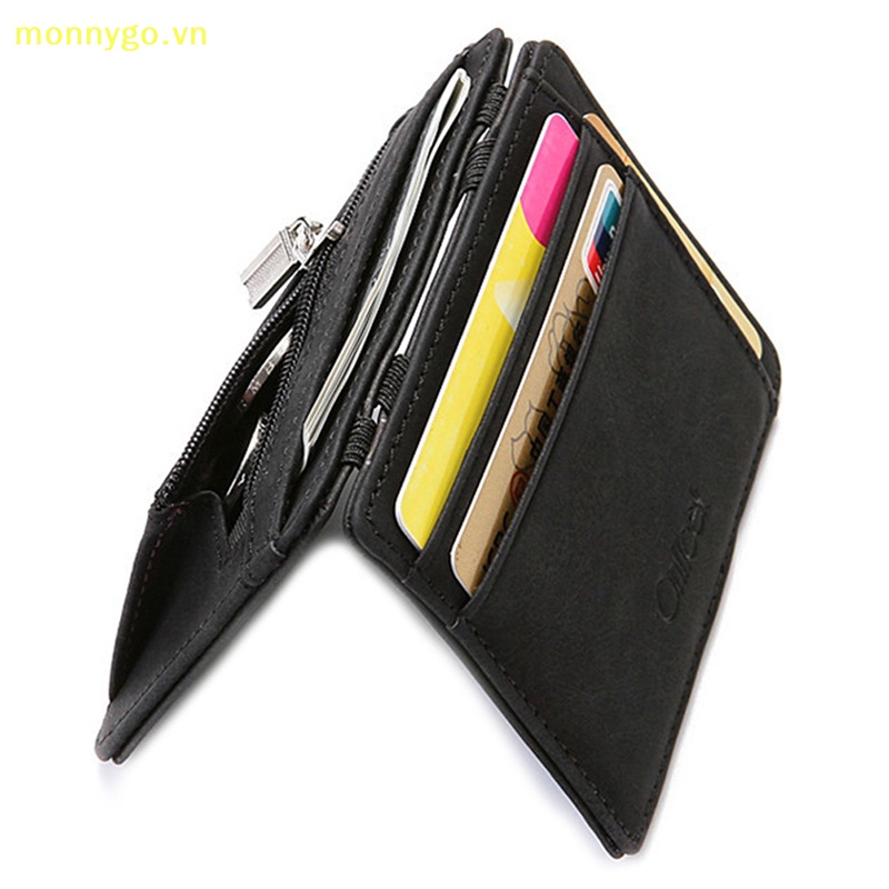 Monnygo magic wallet magic money kẹp dây kéo tiền xu ví ví unisex ví da pu vn