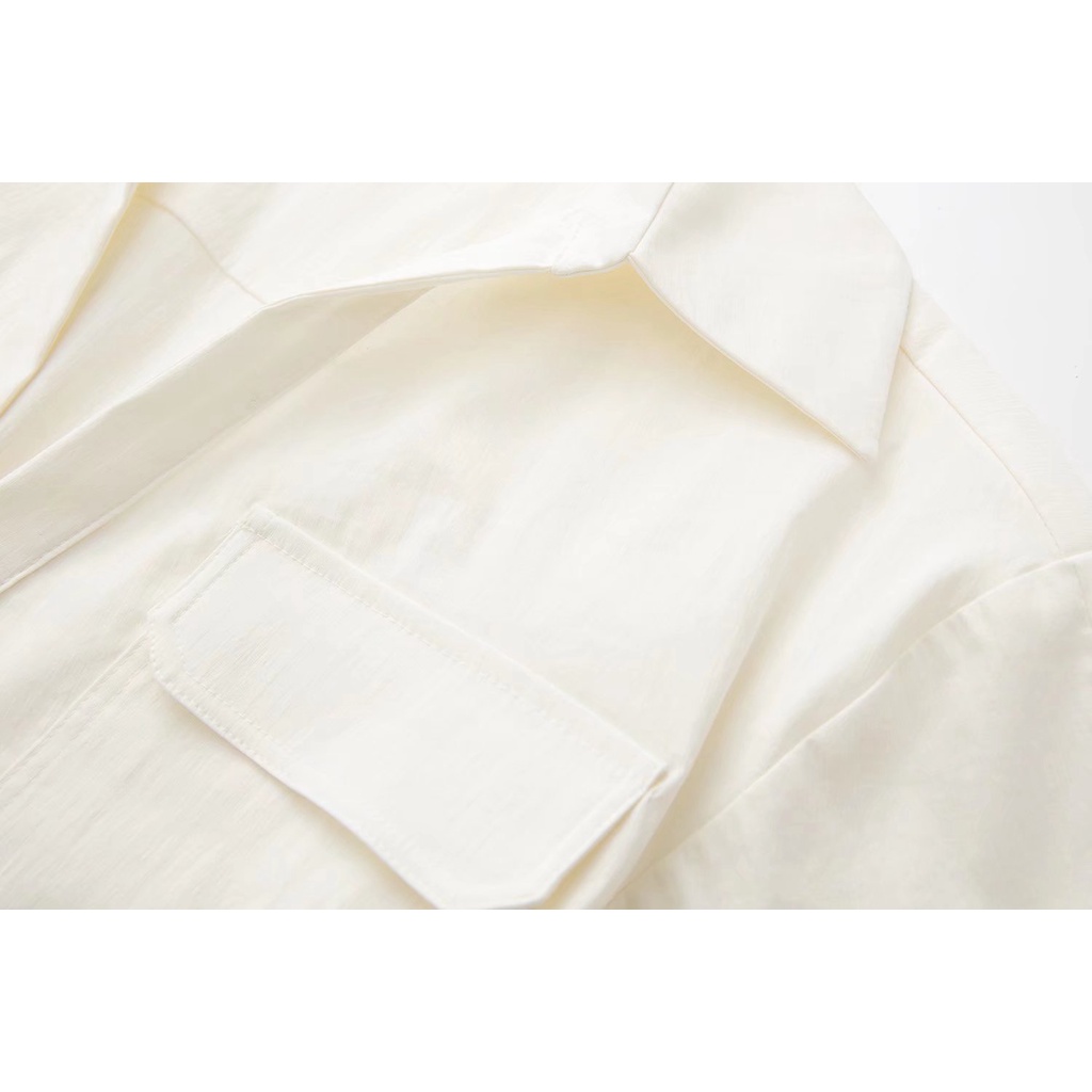 Áo Sơ Mi Zara Thắt Nút Có Túi Đôi Phong Cách Âu Mỹ Thời Trang Mùa Hè Cho Nữ 227385036