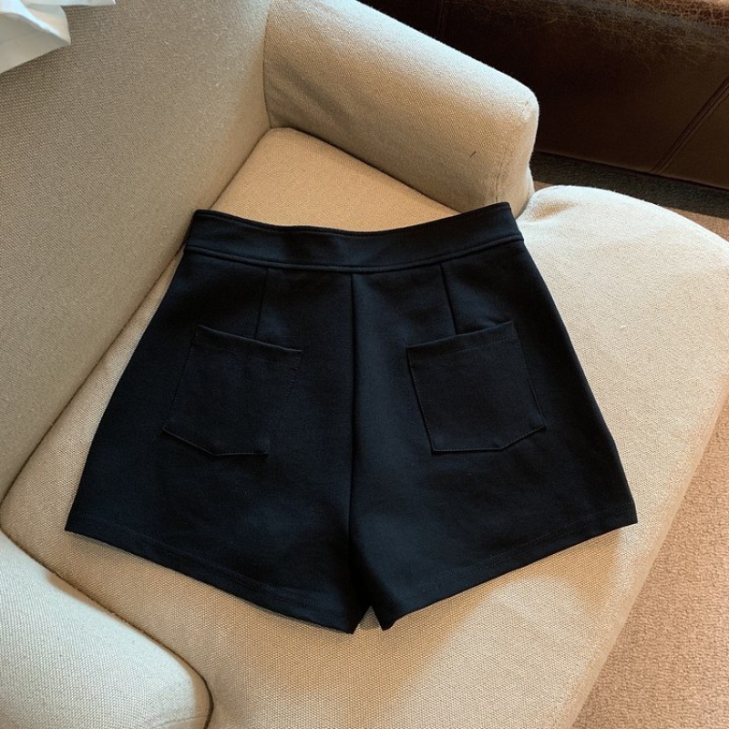 Đơn giản màu rắn đơn giản quần short cạp cao co giãn skinny