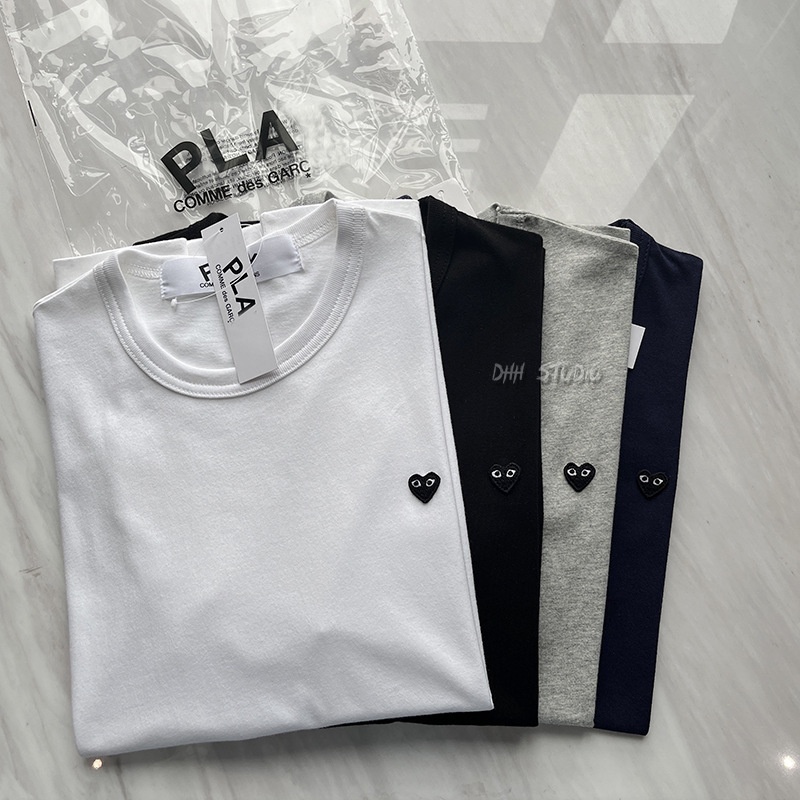 Play 220g fashion brand love cotton T-shirt Baoling black heart embroidery men's and women's play short sleeves