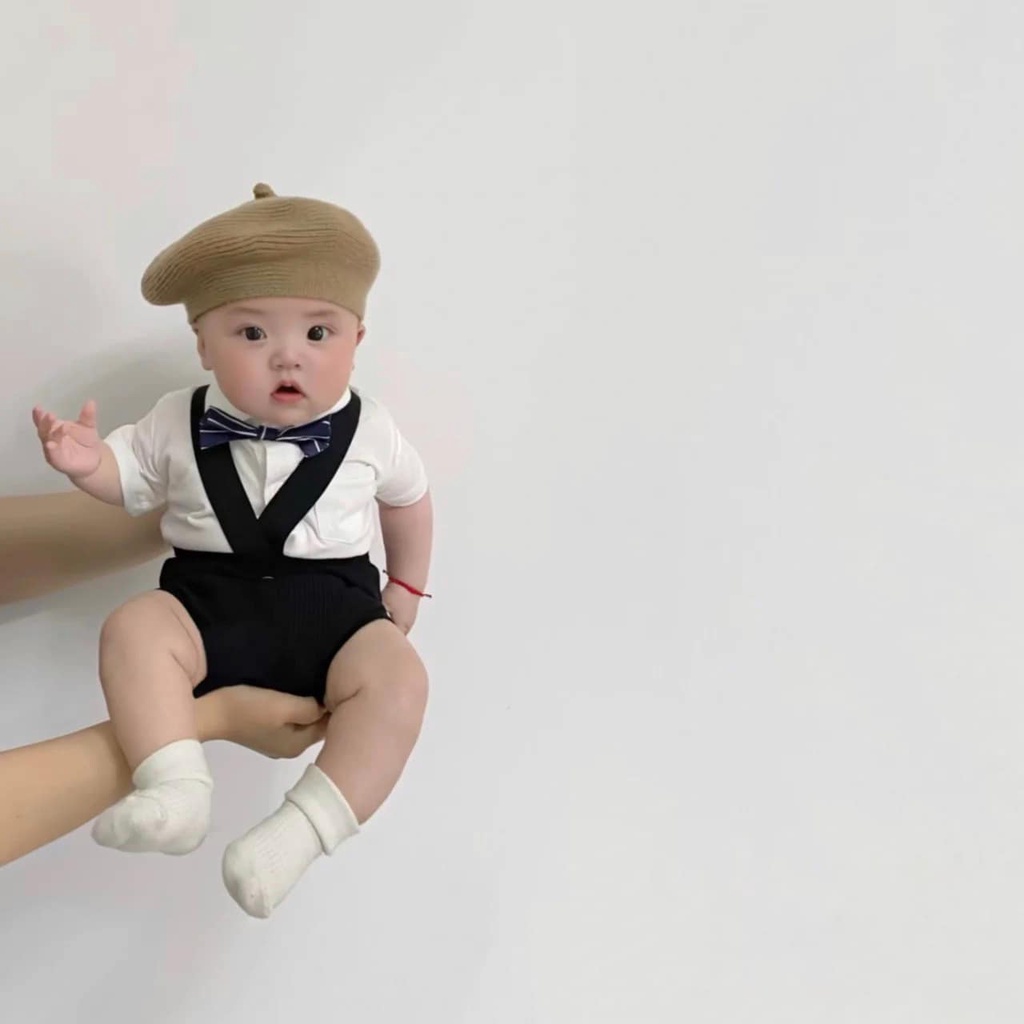 Body Sơ Mi Trắng Công Tử Kèm Nơ Cổ Cho Bé