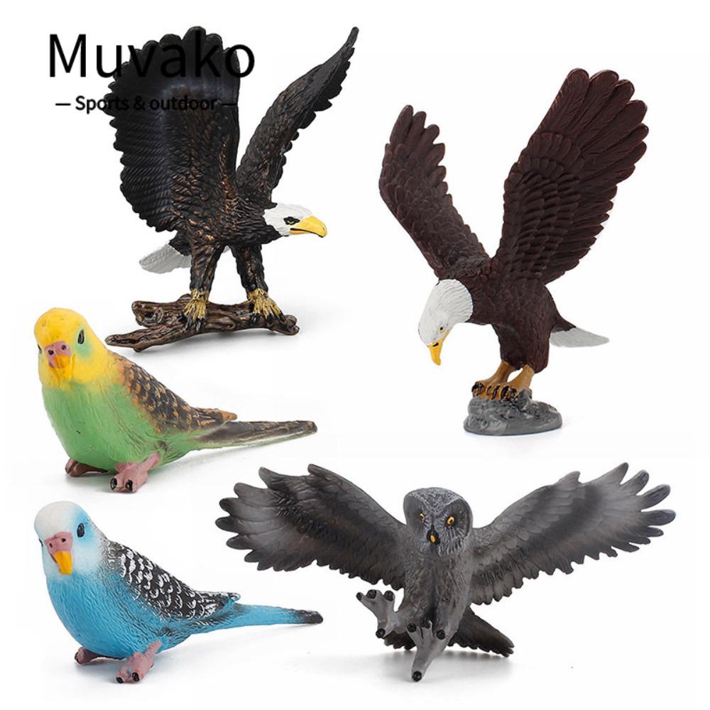 Muvako 1/2/5 cái mô hình chim mô phỏng, bức tượng động vật chim vẹt thực tế, pvc vẽ tay hói mô hình chim đại bàng trang trí máy tính để bàn
