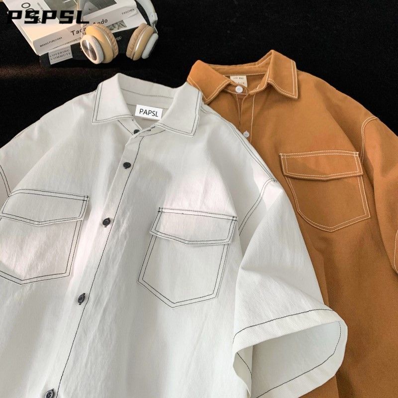 Áo Sơ Mi Ngắn Tay Phong Cách retro Nhật Bản Thời Trang Cho Nam