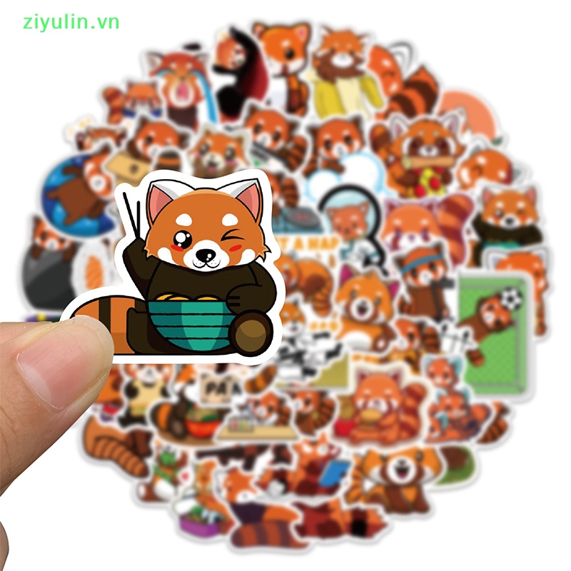 Ziyulin 50 cái dễ thương gấu trúc đỏ graffiti trang trí hành lý sổ tay không thấm nước sticker vn