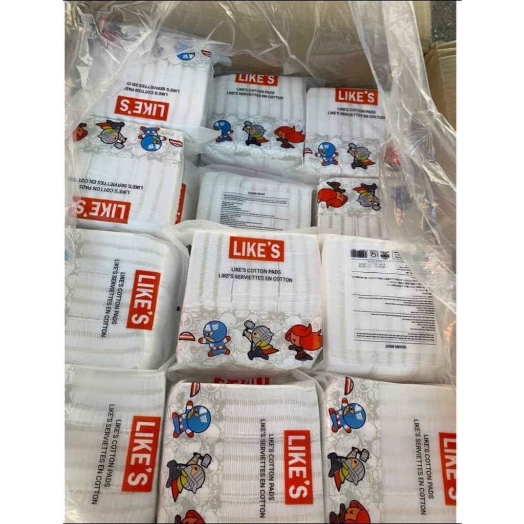 Bông Tẩy Trang Like'S Cotton Pads Siêu Nhân Marvel 225 Miếng, 100% Cotton Dập Viền 3 Lớp Chắc Chắn